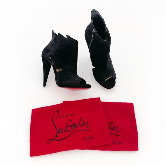 Christian Louboutin Shoes - Christian Louboutin Belfeconica 120 Boot EU 38.5 US 8.5 Black Suede Heel Booties